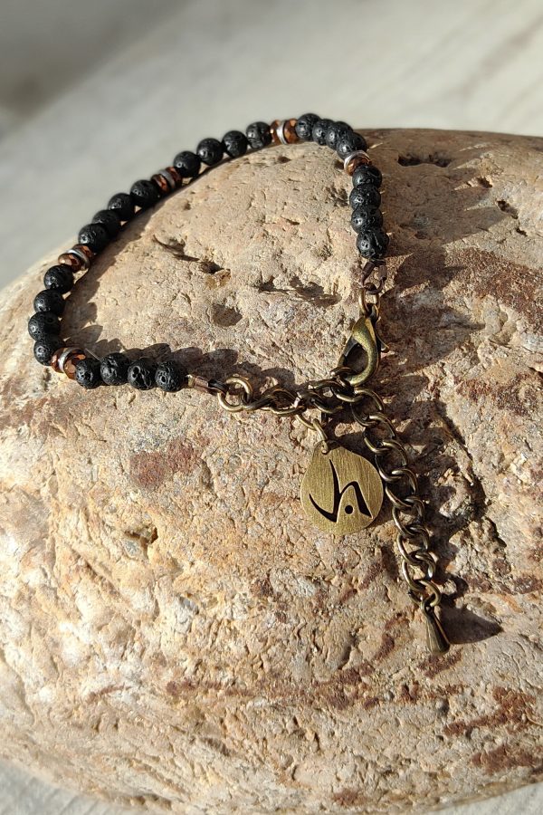 Pulsera de piedra Lilith-S. Negra, Dorada.