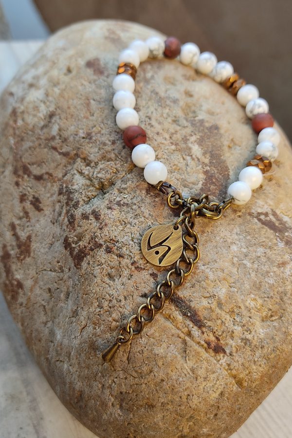 Pulsera de piedra Lilith-S. Blanca y rojo.