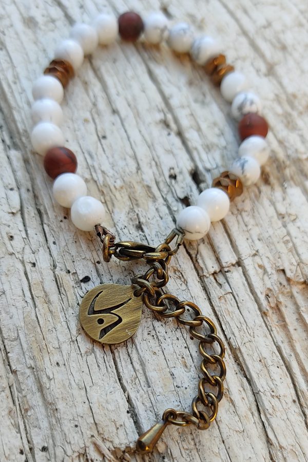 Pulsera de piedra Lilith-S. Blanca y rojo.