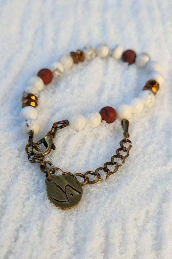 Pulsera de piedra Lilith-S. Blanca y rojo.