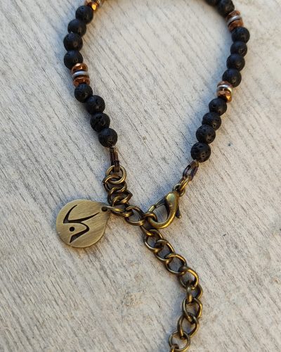 Pulsera de piedra Lilith-S. Negra, Dorada.